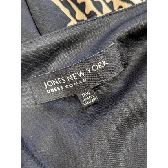 JONES NEW YORK WOMAN! STRETCH POLY ABSTRACT, BLACK, BROWN, TAN DRESS! SZ 18W - Picture 6 of 9